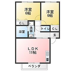 クラヴィーア如意 2LDKの間取図画像