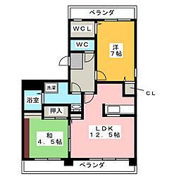 シャトー白壁 2LDKの間取図画像