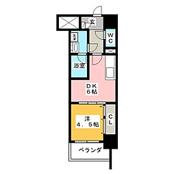 グランメゾン黒川 1DKの間取図画像