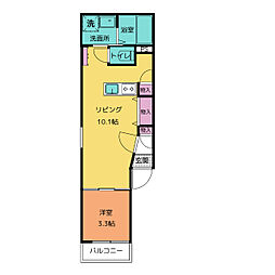 トゥルーハート尼ケ坂 1LDKの間取図画像