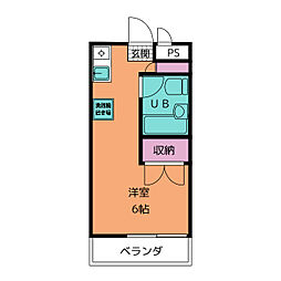 ラ・フォーレシミズ2 ワンルームの間取図画像