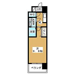 ラドゥセール志賀本通2 1Kの間取図画像