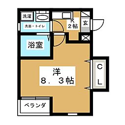 Fortuna志賀本通 1Kの間取図画像