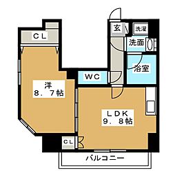 グラマシー城見通 1LDKの間取図画像