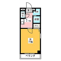 ポーロニア柳原 1Kの間取図画像
