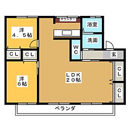 コンフォール光和A 2LDKの間取図画像