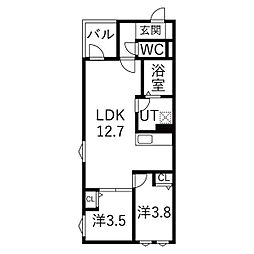 DEVELD城東町EAST 2LDKの間取図画像