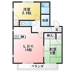 グレイスアメニティーA 2LDKの間取図画像