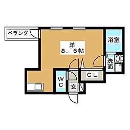 シェリム志賀本通 ワンルームの間取図画像