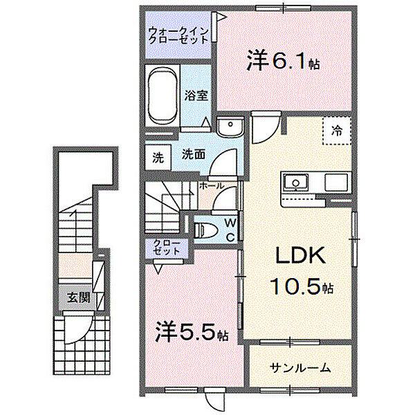 仮）毛見アパートI 205｜和歌山県和歌山市毛見(賃貸アパート2LDK・2階・57.57㎡)の写真 その2