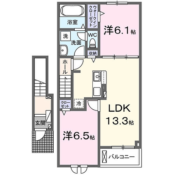 仮）毛見アパートII 203｜和歌山県和歌山市毛見(賃貸アパート2LDK・2階・59.58㎡)の写真 その2