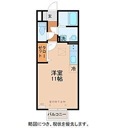 エザンスTH 1階ワンルームの間取り