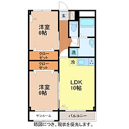 フローラSATI 2階2LDKの間取り