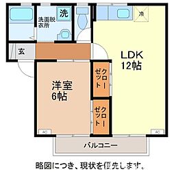 コーポかねともB 1LDKの間取図画像