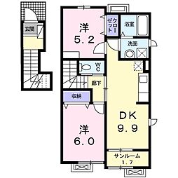 クオーレ 2DKの間取図画像