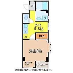 ニアベル花堂 1DKの間取図画像
