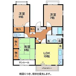 サンテラス松井二の宮 3LDKの間取図画像