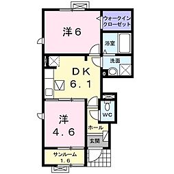 ジュピター 2DKの間取図画像