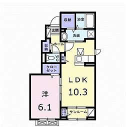 サン・グレイス 1階1LDKの間取り