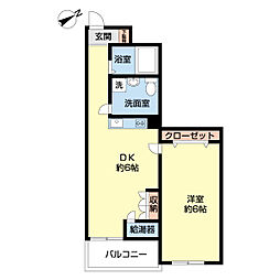 トーカンマンション医学町 1DKの間取図画像
