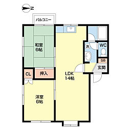 セトルときめき 2LDKの間取図画像