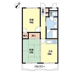 バルト・ハイム21 2DKの間取図画像