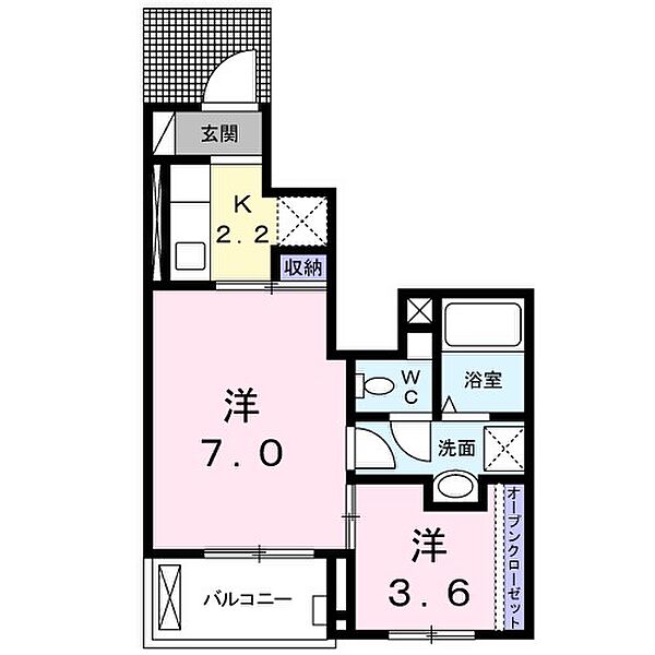 コンフォート幡生 ｜山口県下関市幡生町２丁目(賃貸アパート2K・1階・30.85㎡)の写真 その2