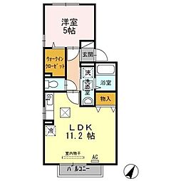 グランシャリオIII 1階1LDKの間取り
