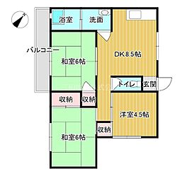第2カナメビル 3DKの間取図画像