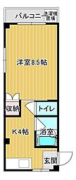 ヴィラージュM 1Kの間取図画像