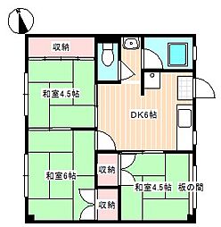 西村アパート 3DKの間取図画像