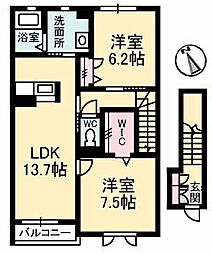 シャーメゾンISSQUAREEXCEL 2LDKの間取図画像