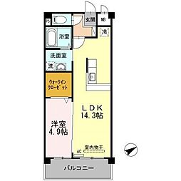 FAMILLE王司 1LDKの間取図画像