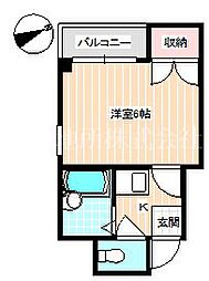 オザキビル 1Kの間取図画像