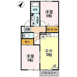 ウィルモアT 2DKの間取図画像