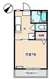シャルムヒロB 1Kの間取図画像