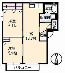 シャーメゾン西山 2LDKの間取図画像