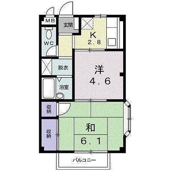 シェルバーンハウス 201｜茨城県龍ケ崎市城ノ内2丁目(賃貸アパート2K・2階・33.12㎡)の写真 その2