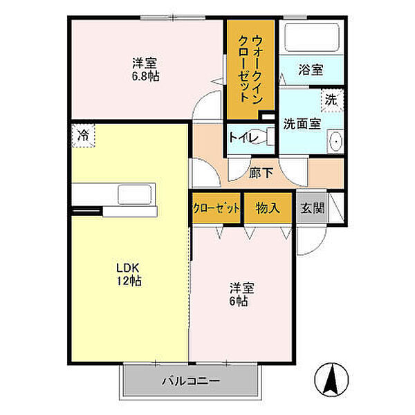 Mヒルズ A 203｜茨城県つくば市倉掛(賃貸アパート2LDK・2階・61.95㎡)の写真 その2