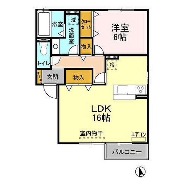 アムールハイツ 102｜茨城県つくば市東光台2丁目(賃貸アパート1LDK・1階・55.44㎡)の写真 その2