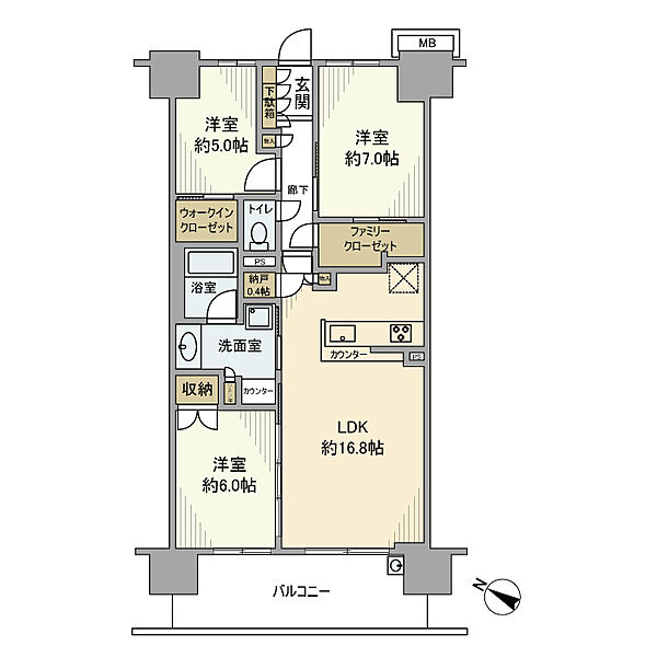 メイツつくば 1307｜茨城県つくば市吾妻1丁目(賃貸マンション3LDK・13階・80.60㎡)の写真 その2