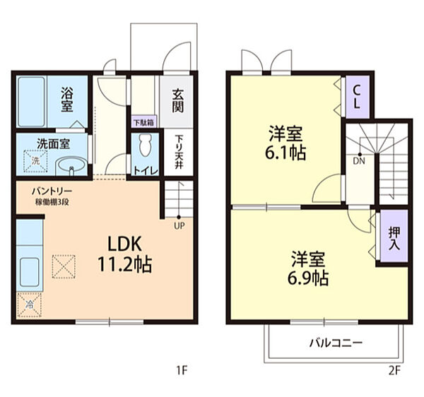 FAMILLE 106｜茨城県常総市国生(賃貸アパート2LDK・1階・57.67㎡)の写真 その2