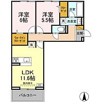 エトワール野田II II 203 ｜ 千葉県野田市尾崎（賃貸アパート2LDK・2階・57.63㎡） その2