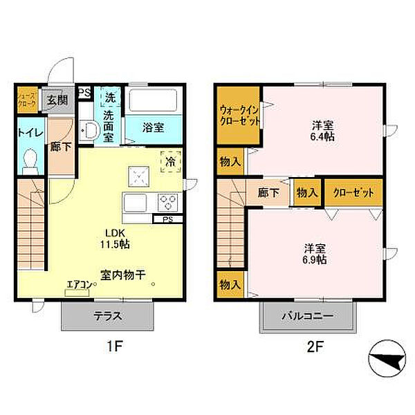 グレイスヒルII 101｜千葉県柏市岩井(賃貸アパート2LDK・1階・64.76㎡)の写真 その2