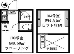 ティ・アーモ サンセット ワンルームの間取図画像
