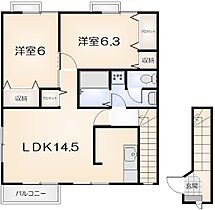 デュエルミサキII　D 201 ｜ 徳島県小松島市日開野町字行地（賃貸アパート2LDK・2階・65.07㎡） その2