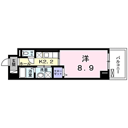 ソワ・リヴィエール 1Kの間取図画像