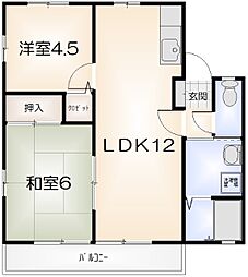 レトア三軒屋 2LDKの間取図画像