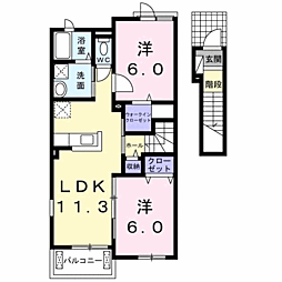 ラ・ドゥサー4 2LDKの間取図画像
