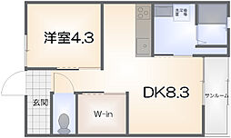エミグランドWAJIII 1DKの間取図画像